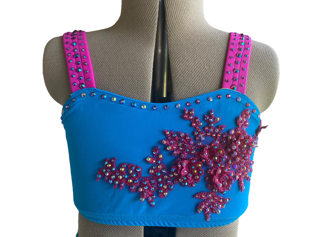 Size 10- Two Piece Turquoise with hot pink accents base